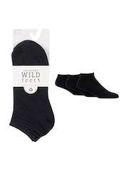 Wild Feet Black Cotton Trainer Liners Socks 3 pack - Image 4 of 5