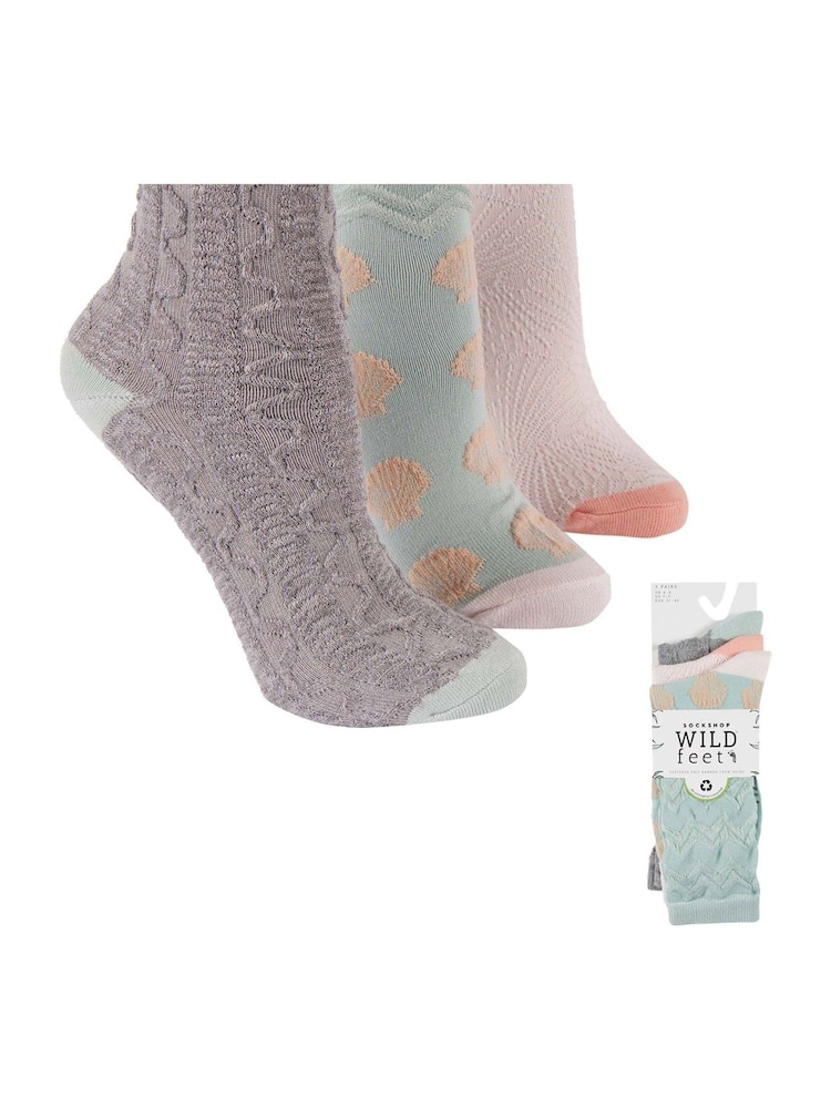 Wild Feet Grey Bamboo Textured Detail Crew Socks - Image 2 of 8