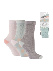 Wild Feet Grey Bamboo Textured Detail Crew Socks - Image 3 of 8