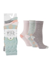 Wild Feet Grey Bamboo Textured Detail Crew Socks - Image 5 of 8