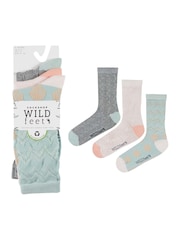 Wild Feet Grey Bamboo Textured Detail Crew Socks - Image 6 of 8