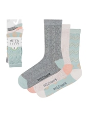 Wild Feet Grey Bamboo Textured Detail Crew Socks - Image 7 of 8