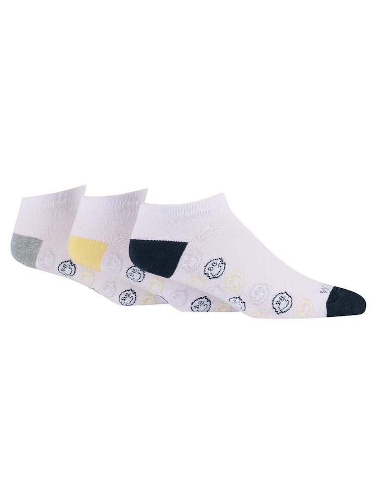 Wild Feet White Smiley Cotton Trainer Liners Socks 3 Pack - Image 2 of 8