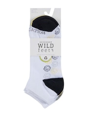 Wild Feet White Smiley Cotton Trainer Liners Socks 3 Pack - Image 3 of 8