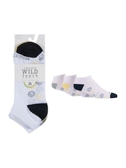 Wild Feet White Smiley Cotton Trainer Liners Socks 3 Pack - Image 4 of 8