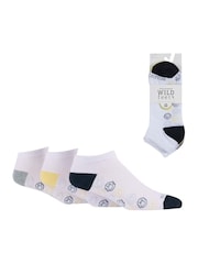 Wild Feet White Smiley Cotton Trainer Liners Socks 3 Pack - Image 5 of 8