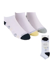 Wild Feet White Smiley Cotton Trainer Liners Socks 3 Pack - Image 6 of 8