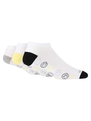 Wild Feet White Smiley Cotton Trainer Liners Socks 3 Pack - Image 7 of 8