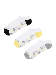 Wild Feet White Smiley Cotton Trainer Liners Socks 3 Pack - Image 8 of 8