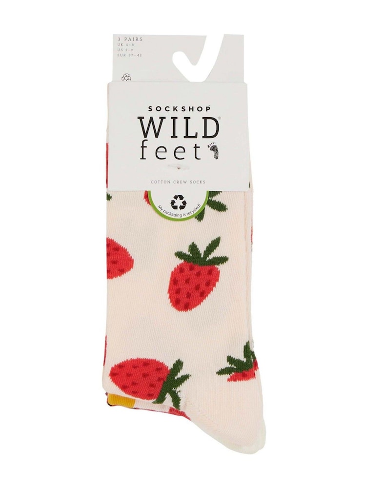 Wild Feet Red Novelty Jacquard Crew Socks 3 Pack - Image 3 of 7