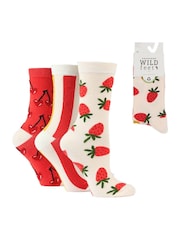 Wild Feet Red Novelty Jacquard Crew Socks 3 Pack - Image 7 of 7