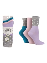 Wild Feet Grey Bamboo Pop Colour Socks 3 Pack - Image 3 of 4