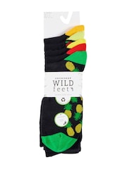 Wild Feet Black Bamboo Crew Socks with Fun Soles 5 Pack - Image 3 of 6