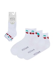 Wild Feet White Quarter Length Sporty Crew Socks 3 Pack - Image 6 of 7