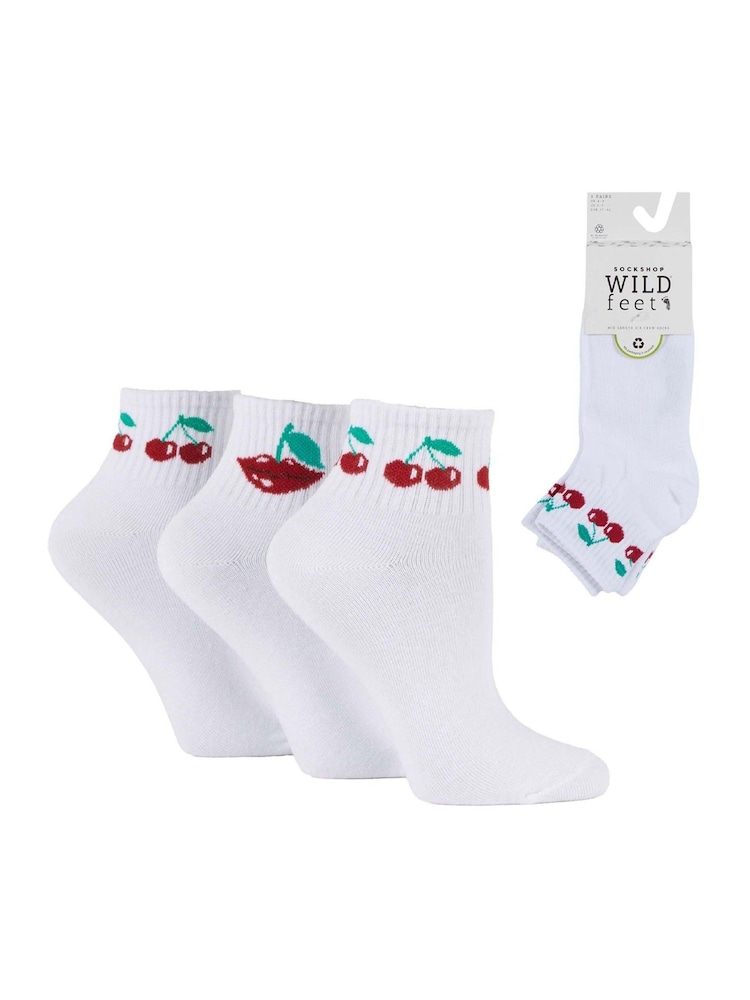 Wild Feet White Quarter Length Sporty Crew Socks 3 Pack - Image 7 of 7