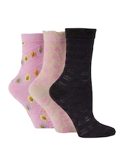 Wild Feet Pink Bamboo Textured Detail Crew Socks - Image 1 of 7