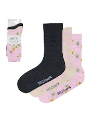 Wild Feet Pink Bamboo Textured Detail Crew Socks - Image 3 of 7