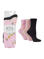 Wild Feet Pink Bamboo Textured Detail Crew Socks - Image 5 of 7