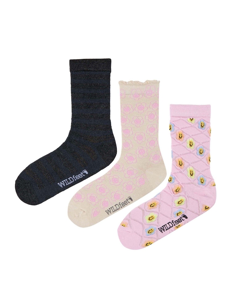 Wild Feet Pink Bamboo Textured Detail Crew Socks - Image 7 of 7