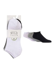 Wild Feet Grey Cotton Trainer Liners Socks 3 pack - Image 4 of 5