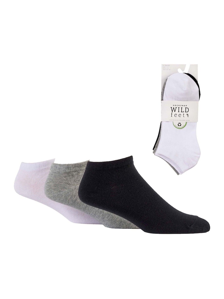 Wild Feet Grey Cotton Trainer Liners Socks 3 pack - Image 5 of 5 Wild Feet Grey Cotton Trainer Liners Socks 3 pack - Image 5 of 5