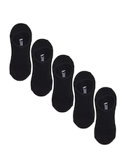 Wild Feet Black Bamboo Super Low Cut Trainer Liners Socks 5 Pack with Heel Grip - Image 1 of 10