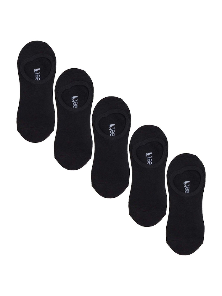 Wild Feet Black Bamboo Super Low Cut Trainer Liners Socks 5 Pack with Heel Grip - Image 1 of 10