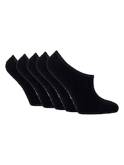 Wild Feet Black Bamboo Super Low Cut Trainer Liners Socks 5 Pack with Heel Grip - Image 2 of 10