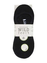 Wild Feet Black Bamboo Super Low Cut Trainer Liners Socks 5 Pack with Heel Grip - Image 3 of 10