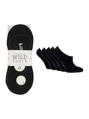 Wild Feet Black Bamboo Super Low Cut Trainer Liners Socks 5 Pack with Heel Grip - Image 4 of 10
