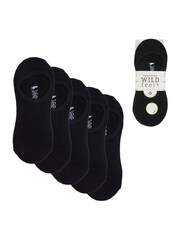 Wild Feet Black Bamboo Super Low Cut Trainer Liners Socks 5 Pack with Heel Grip - Image 6 of 10