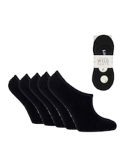 Wild Feet Black Bamboo Super Low Cut Trainer Liners Socks 5 Pack with Heel Grip - Image 7 of 10