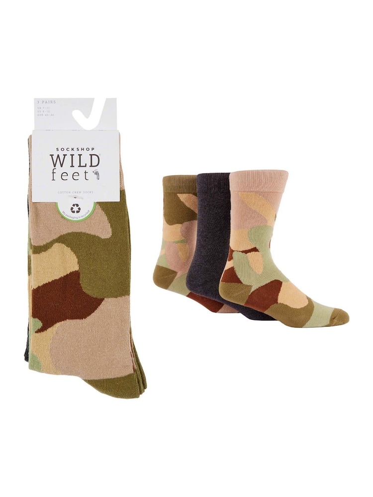 Wild Feet Green Camo Crew Socks - Image 4 of 5