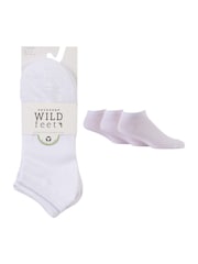 Белый - Wild Feet Cotton Trainer Liners Socks 3 pack - Image 4 of 5