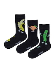 Wild Feet Black Pickle Peach Banana Crew Socks - Image 1 of 5