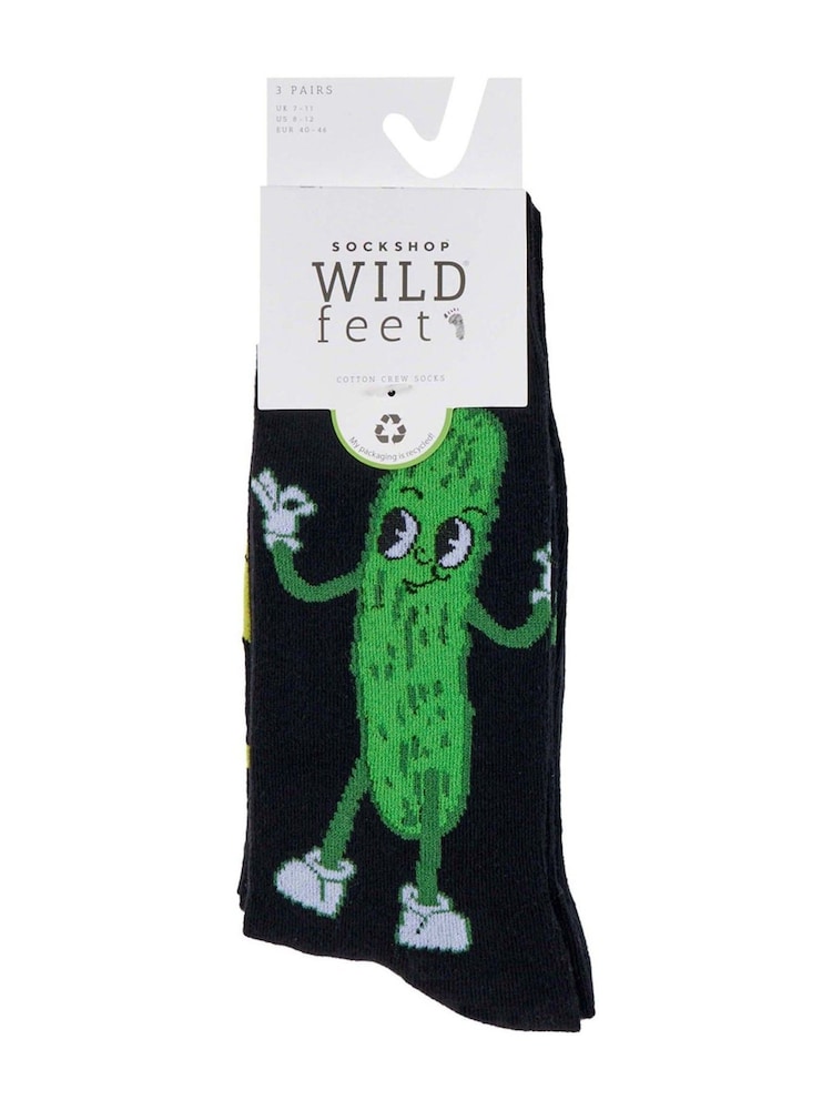 Wild Feet Black Pickle Peach Banana Crew Socks - Image 2 of 5
