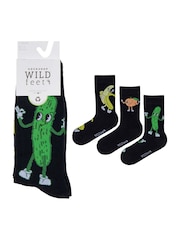 Wild Feet Black Pickle Peach Banana Crew Socks - Image 3 of 5