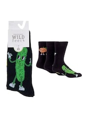 Wild Feet Black Pickle Peach Banana Crew Socks - Image 4 of 5