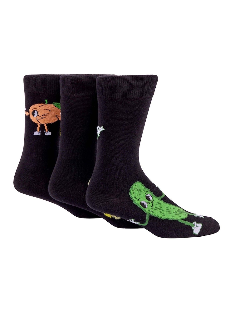 Wild Feet Black Pickle Peach Banana Crew Socks - Image 5 of 5
