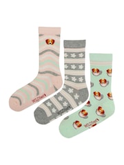Wild Feet Green Novelty Jacquard Crew Socks 3 Pack - Image 2 of 7