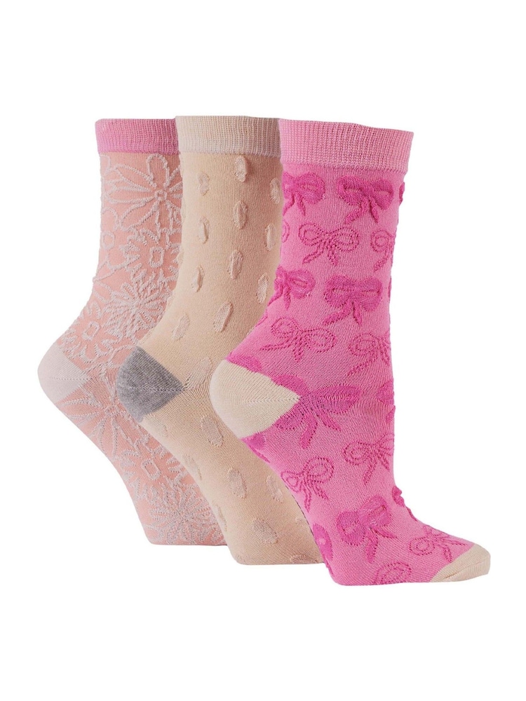 Wild Feet Pink Light Bamboo Textured Detail Crew Socks - Image 1 of 7