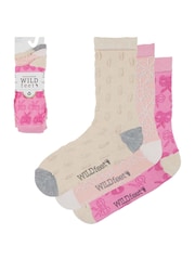 Wild Feet Pink Light Bamboo Textured Detail Crew Socks - Image 3 of 7
