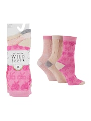 Wild Feet Pink Light Bamboo Textured Detail Crew Socks - Image 4 of 7