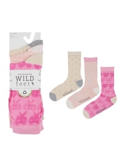 Wild Feet Pink Light Bamboo Textured Detail Crew Socks - Image 6 of 7
