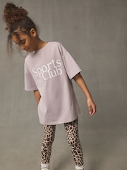Lilac/Grey Oversized Graphic Print T-Shirt (3-16yrs) - Image 1 of 9