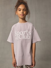 Lilac/Grey Oversized Graphic Print T-Shirt (3-16yrs) - Image 3 of 9