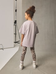 Lilac/Grey Oversized Graphic Print T-Shirt (3-16yrs) - Image 4 of 9