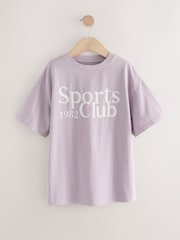 Lilac/Grey Oversized Graphic Print T-Shirt (3-16yrs) - Image 6 of 9
