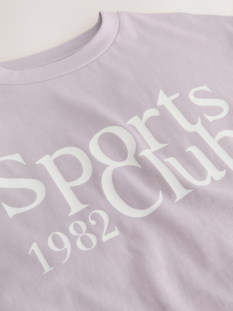 Lilac/Grey Oversized Graphic Print T-Shirt (3-16yrs) - Image 9 of 9