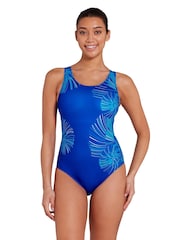 Zoggs Blue Nautilus Scoopback Swimsuit - Imagen 1 de 6